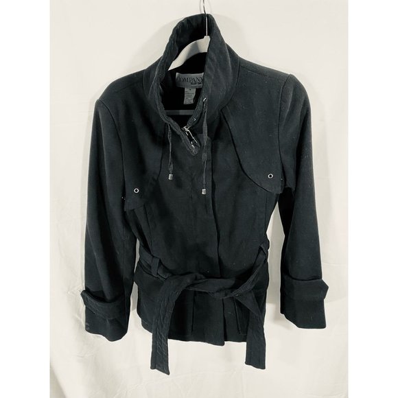 Ellen Tracy Jackets & Blazers - Ellen Tracy Jacket Womens Medium Black Zip Up Belted Lined Pocketed Coat Ladies.